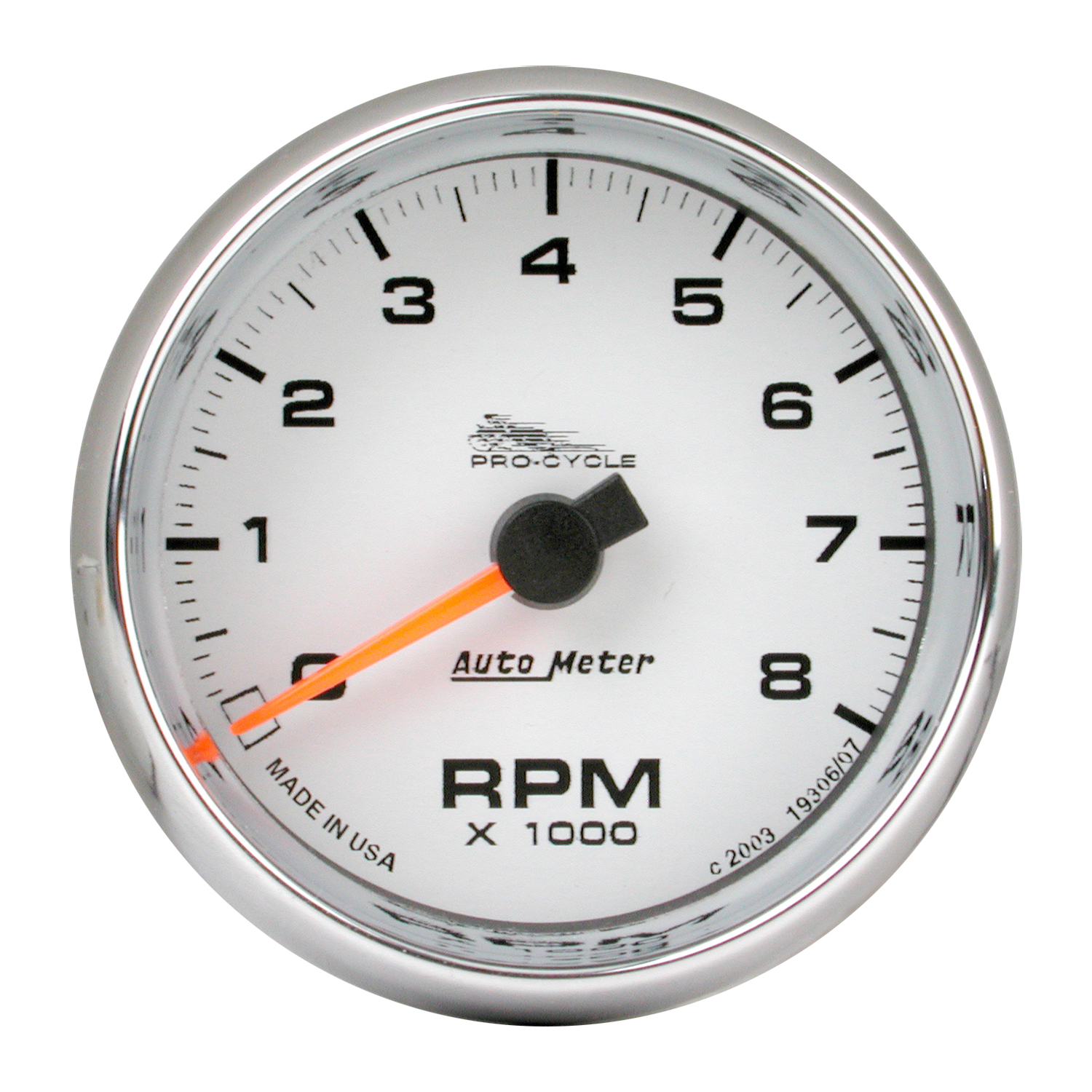 AutoMeter 2-5/8 In. TACHOMETER, 0-8,000 RPM, WHITE, PRO-CYCLE